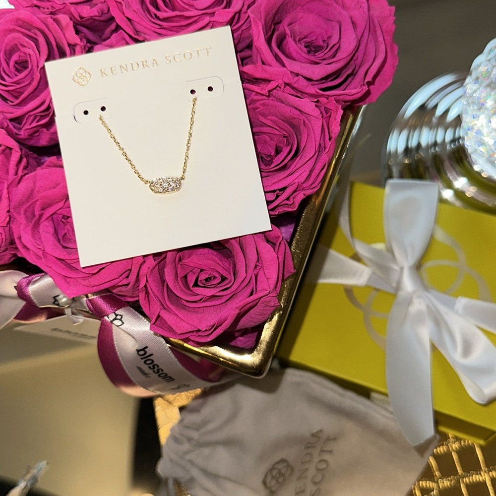 🌟NWT Kendra Scott Grayson Gold Pendant Necklace in White CZ🤍